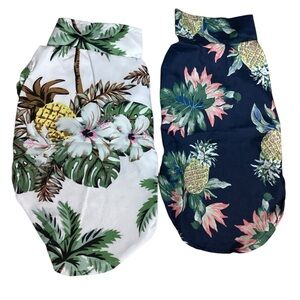 Tropical Vibes Cat Shirt Duo - White and Navy